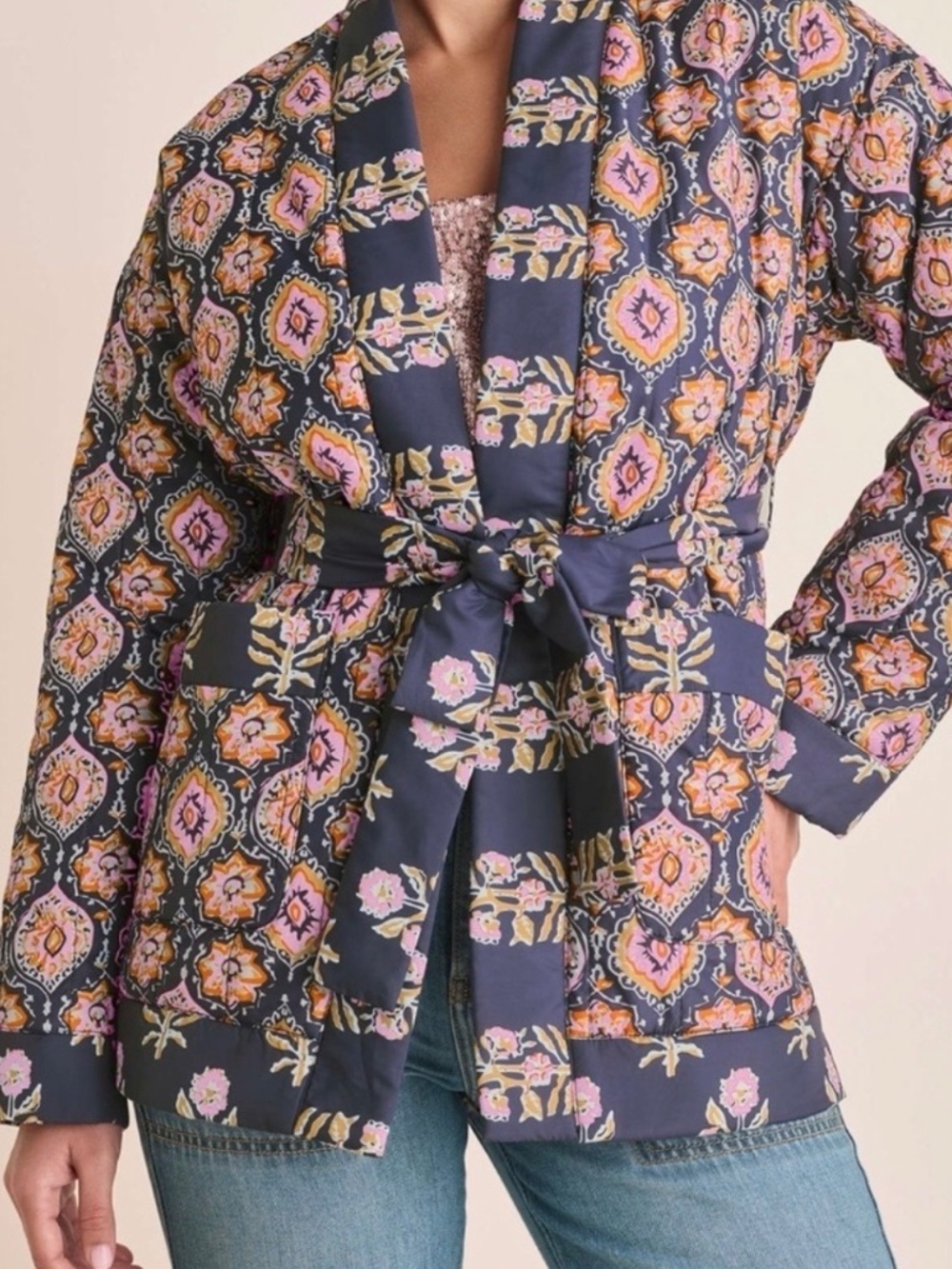 NWT VENUS Quilted Jacket with Belt - Picture 7 of 16